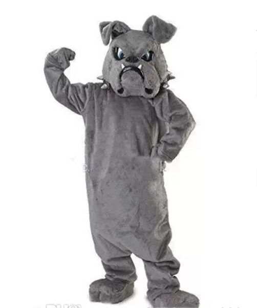 Nouveau costume de mascotte bouledogue Cool gris école Animal équipe Cheerleading tenue complète taille adulte fête d'anniversaire Costume tenue