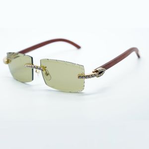 Nouveau Lunettes de soleil Cool 3524031 avec diamant XL et jambes en bois originales naturelles, lentille coupée de 57 mm