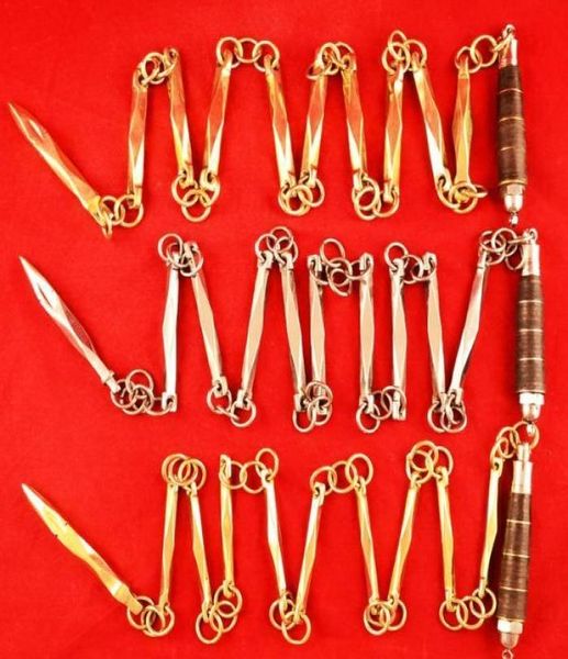 Nuevo Cobre ninesection látigos octágono artes marciales rendimiento combate látigo wushu látigo de cuero Mango antideslizante chainwhip retails9092610