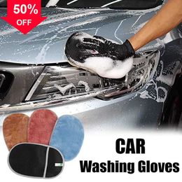 Nouveau corail velours voiture gants de lavage un côté voiture style doux brosse de nettoyage moto laveuse soins Autos outils de nettoyage Accesorios