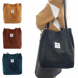 Nouveau sac à bandoulière en velours côtelé pour femmes Cott tissu polyvalent sac à main couleur unie Eco Shop sac 2023 dames sacs fourre-tout réutilisables n8k1 #