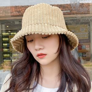 Nouveau chapeau de seau d'hiver en velours en velours pour femmes fille solide Panama Panama Capes de pêche automne