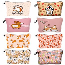 Nouveau sac de maquillage à imprimé chien Corgi Sac de voyage durable Boys Boys Crayon présents Femelle Travel Travel Outdoor Cosmetic Sac D1AC #