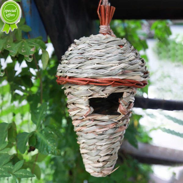 Nouveau Style de maïs fond pointu nichoir à la main herbe tissé nid d'oiseau jardin Cage à oiseaux décoration maison d'oiseau