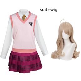 Nouveau jeu de cosplay Dangan Ronpa Danganronpa V Killing Harmony Kaede Akamatsu Cosplay Costume Wig School JK Uniform Halloween Suit 851