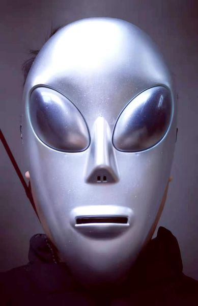 Nuevo Cosplay Silver Delicated Big Eyes Alien Mask para Festival Halloween Party Dance Mask Etc --- Loveful