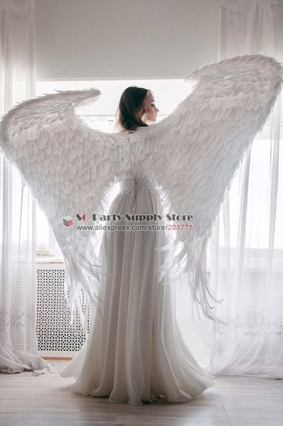 Nuevo traje adulto blanco negro alas de plumas del diablo Cosplay cosplays fotografía juego accesorios de exhibición EMS envío gratis