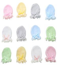 Nieuwe katoenen babyhandschoenen pasgeboren handschoenen strik prinses babyhandschoenen babywanten pasgeboren wanten paar kraswanten 01Y B26640467