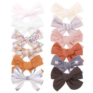 Pinces à cheveux en coton pour bébés filles, épingle à cheveux pour enfants, Barrette en Polyester, couvre-chef, accessoires de cheveux pour enfants, 12 couleurs, nouvelle collection