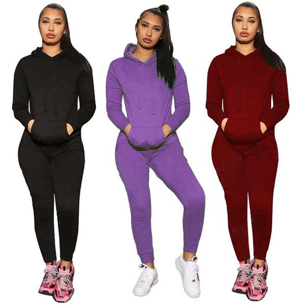 Nouveau costume de jogging en coton Survêtements pour femmes Automne hiver Sweat-shirts brodés Tenues à manches longues Sweat à capuche + pantalon de survêtement Ensemble deux pièces Plus la taille 2XL Costumes décontractés 5995