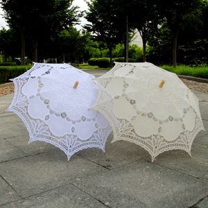 Nieuwe katoenen kant parasols bruiloft decoraties partij gunst ambachtelijke bruids bloem borduurwerk paraplu meisje kant parasol