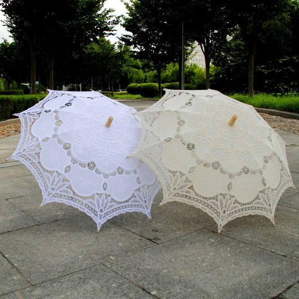 Nuevo algodón Lace Parasols Decoraciones de boda Favor Craft Flor de nupcia Bordado para el bordado de la niña Lace Lace Parasol