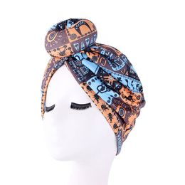 Nieuwe katoenen tulband top knoop headwrap floral print headscarf bandana cap moslim dames hoofd dragen party dragen haaraccessoires