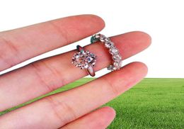 Nueva pareja matrimonio anillos de diseño Conjuntos Diamante Sterling 925 Accesorios de plata Compromiso Boda para mujeres Anillo de amor nupcial 7305486