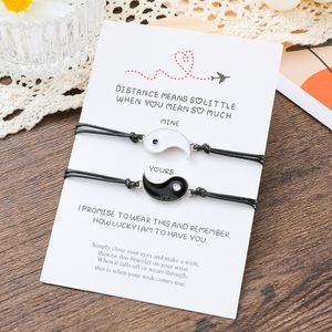 Nouveau Couple Pièce Bracelet Creative Réglable Alliage Tai Chi Bagua Bracelet Tissé 2pcs / Set