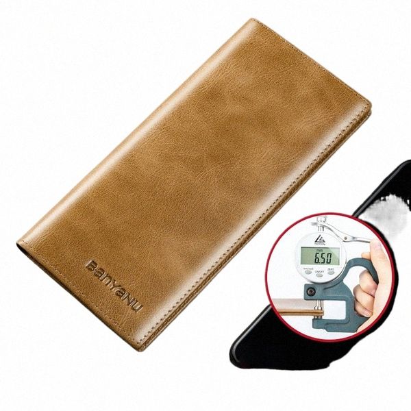 NOUVEAU COWSKIN LG Purse for Men Wallet Busin Men's Men's Soft Greil Greet Leather Wallet Brand Design Card Holder Slim Coin Purse 64BA # #