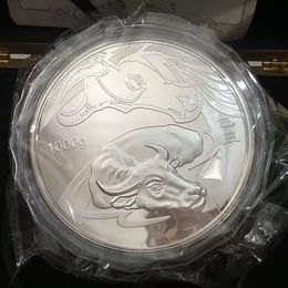 New Crafts 1000g pièce d'argent chinoise argent 99,99% art du bétail du zodiaque
