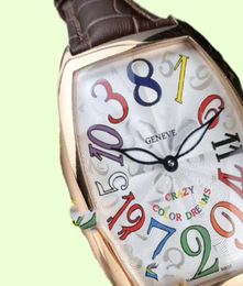 Nuevas horas locas 8880 CH 5NE Color Dreams Automáticos de marcación blanca de color blanco Reloj Rose Gold Case de cuero Gendencias Sports3199303