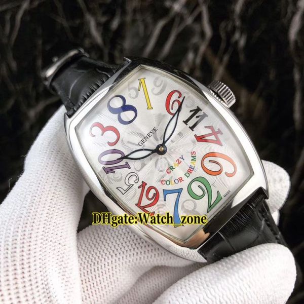 Nuevo Crazy Hours 8880 CH COL DRM Color Dreams Reloj automático con esfera blanca para hombre Caja plateada Correa de cuero Relojes de pulsera para caballero 230Q