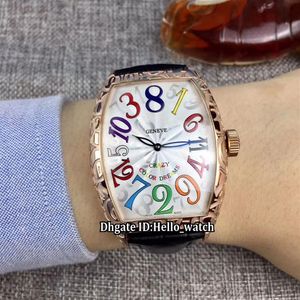 Nieuwe Crazy Oren Color Dreams 8880 CH WITTE DICE Automatische Mens Watch Rose Gold Cracked Case Leather Riem Hoogwaardige WolsWatche304Y