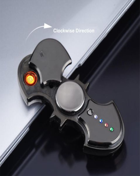 Nouveau Creative Batman Spinner USB Électronique Plasma Briquet Variétés LED Allume-cigare Drôle Spinning Jouet Gadgets Pour Men6432717