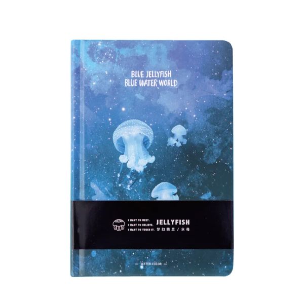 Nouveau Note Creative Blue Jellyfish A5 Couleur de couleur Art Drawing Papers Journal Hard Cover Note Book Corée de papeterie Corée Cadeaux