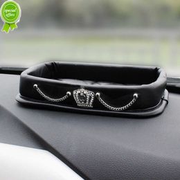 Nieuwe Creatieve Camellia Strass PU Leer Auto Telefoon Opbergdoos Instrumentenpaneel Mobiele Telefoon Sleutels Munt Wastafel Armsteun Opbergdoos