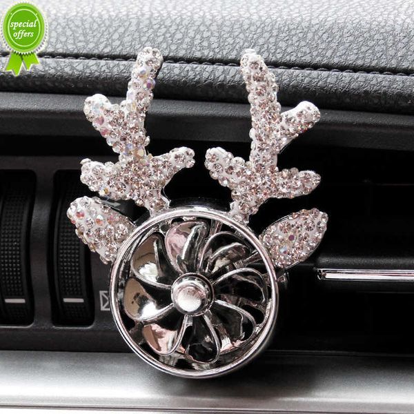 Nouveau dessin animé créatif strass cerf corne voiture désodorisant sortie évent pince diamant voiture parfum solide diffuseur voiture accessoires