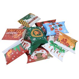 Aangepaste nieuwe creatieve kerstcandy cadeauverpakkingsdoos kraft papieren kussenboxen 12 soorten pakket a367