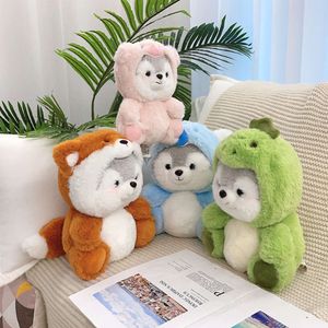 Nieuw creatief schattige husky knuffel speelgoed gevuld kawaii puppyhond transformatie naar varken koala dinosaurus vos cartoon zachte dieren pop