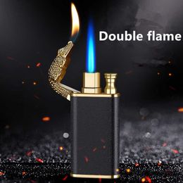 Nouveau créatif Dragon Double feu briquet Jet flamme ouverte Conversion coupe-vent gonflable nouveauté hommes cadeau RRML
