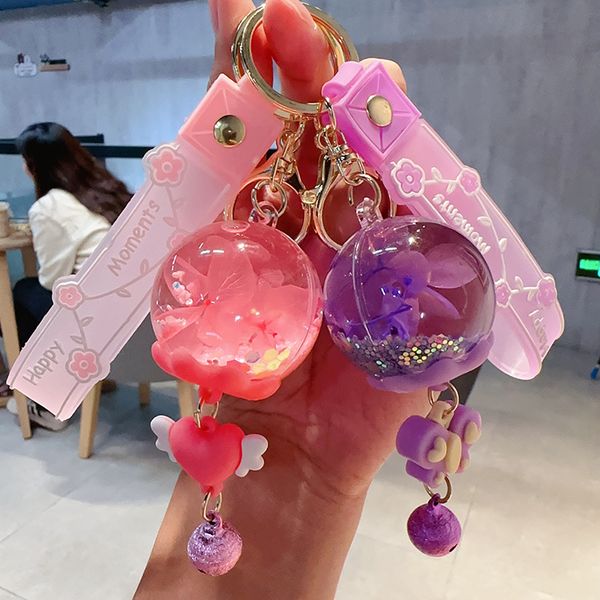 Nouveau évent de vent de fleur séchée créative huile à dérive de sable à dérive de bouteille à dérive de chaîne de clés Réseau féminin Red tiktok sac