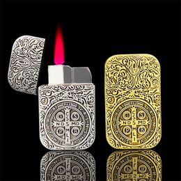 Nouveau créatif en relief Constantine rouge feu torche briquet Jet métal coupe-vent soulagement gaz butane gonflé briquet Portable fumer Gadgets pour hommes cadeau