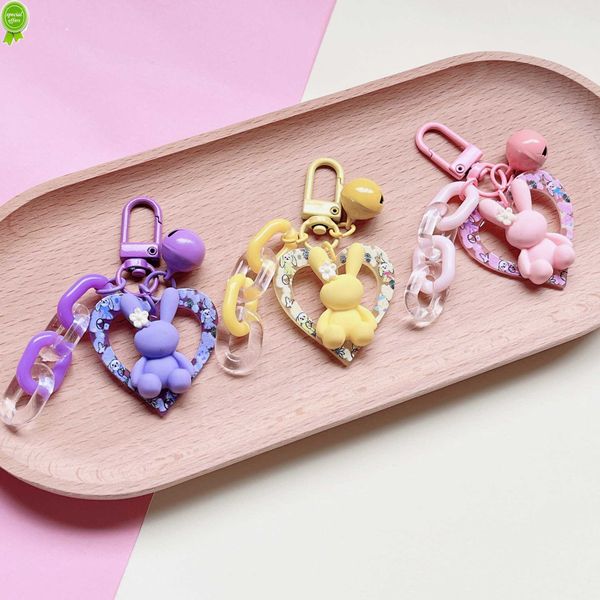 Nouveau créatif en relief lapin amour porte-clés mode chaîne pendentif porte-clés pour filles sac à dos casque étui porte-clés Couple cadeau