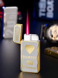 Nieuwe creatieve goudstaaf diamantaansteker rechtstreeks naar high-end winddichte opblaasbare ontsteker cadeau 0N7D