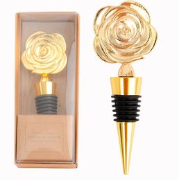 Nieuwe Creative Gold Color Metal Rose Wine Bottle Stopper Bruiloft Geschenken Feestartikelen voor gasten