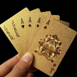 New Creative Golden Playing Cards Deck Gold Foil Poker set Magic card 24K Gold Plastic foil poker Durable Waterproof Cards