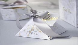 Nouveau sac de bonbons de bonbons en marbre gris créatif pour la fête Boîtes de papier de douche de bébé Packagewedding Favors Thank Gift Box1303R4832495