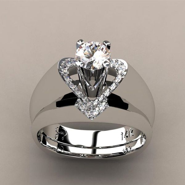 Nouvelle bague en diamant créative en forme de coeur femme mode européenne et américaine généreuse bague de fiançailles ensemble bague en gros