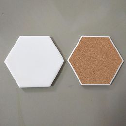 Nieuwe Creative Hexagon Ceramic Cork Coaster Pads voor houten tafel Home Ceramics Decoration Cup Mat SN4278