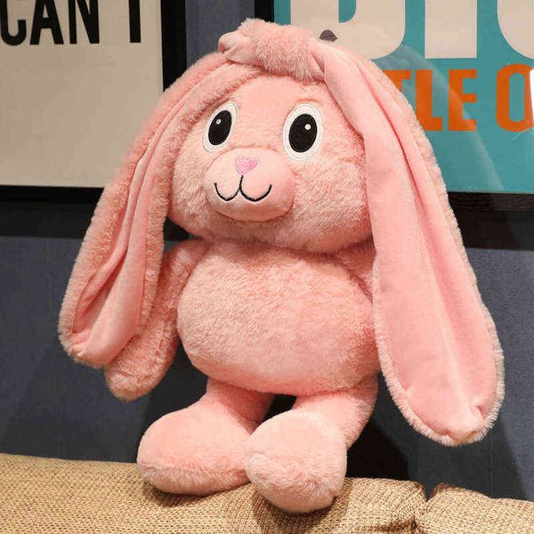 Nouveau Creative Hugs 80100Cm Longueur Réglable Longue Oreille Lapin Poupée En Peluche Doux Cheveux Courts En Peluche Cadeau D'anniversaire J220729