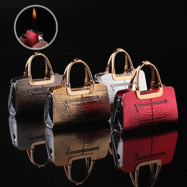 Nouveau Creative Dames Sac À Main Briquet Butane Pas De Jet De Gaz Feu Gonflable Essence Cigare Cigarette Gadgets Pour Homme 235Y VI87