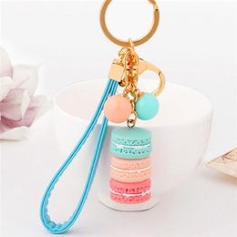 Nouveau créatif Macarons gâteau porte-clés cacher corde pendentif mode porte-clés voiture porte-clés accessoires femmes sac charme bibelot Christma311j