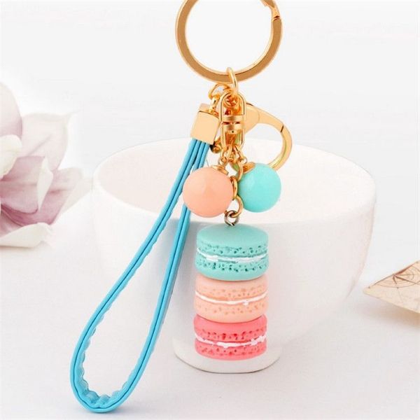 Nouveau créatif Macarons gâteau porte-clés cacher corde pendentif mode porte-clés voiture porte-clés accessoires femmes sac charme bibelot Christma2447