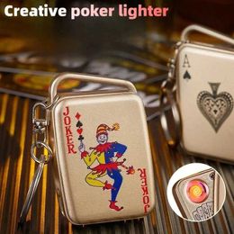 Briquet électrique USB en métal Mahjong Poker, nouveau, créatif, coupe-vent, sans flamme, fil de tungstène, allume-cigare, cadeau pour hommes