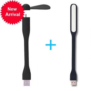 Nieuwe Creative Mini USB Fan Flexible Bendable Cooling Fan en USB LED Light Lamp voor Power Bank Notebook Computer Summer Gadget