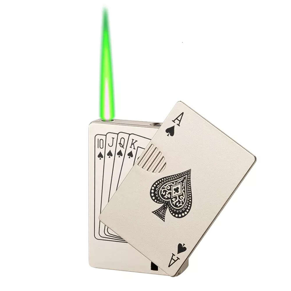 Yeni yaratıcı poker rüzgar geçirmez daha açık yeşil alev daha açık çakık gaz doldurulmamış daha hafif yenilik