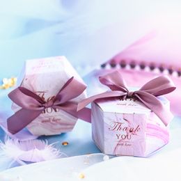 Nuevos creativos de cajas de dulces de estilo marmillo romántico favores de boda y regalos rosa Suministros de fiestas en papel de baby shower chocol