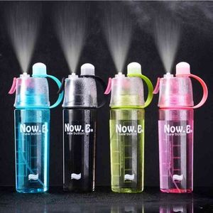 Nueva botella de agua pulverizada creativa, atomizador portátil para deportes al aire libre, gimnasio, bebidas, botellas, coctelera, 400ML, 600ML