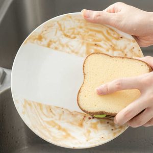 Creative Toast Shape Dish-washing Sponges Washable Scrubber Tools for Pots Dishes Kitchen Accessories Household Cleaning Gadget